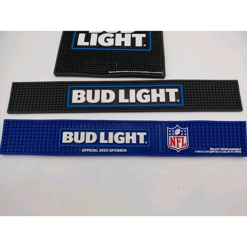 Lot of 3 Bud Light Beer Rubber Bar Spill Mats NFL